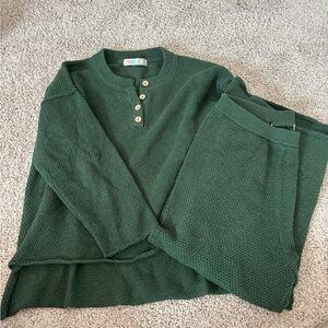 Free People beach Dark Green Knit Henley Sweater set
